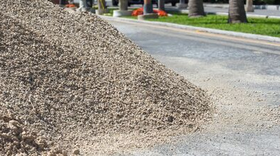 Gravel pile on road