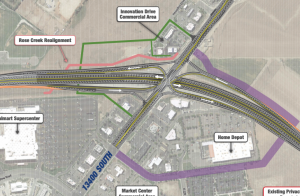 Screenshot of a PDF map showing the future interchange layout from above