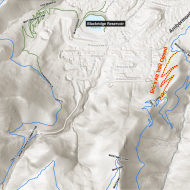 Display showing the route of Eric's Alternate Trail that is closed.