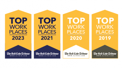 Herriman City logo next to SL Tribune Top Places to Work logos