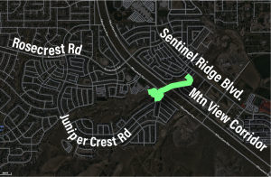 Map focused on southern Herriman with a green-highlighted line indicating the location of the Juniper Canyon trail extension