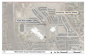 Screenshot of a PDF map showing the Sentinel Ridge/Raptor Way traffic signal project