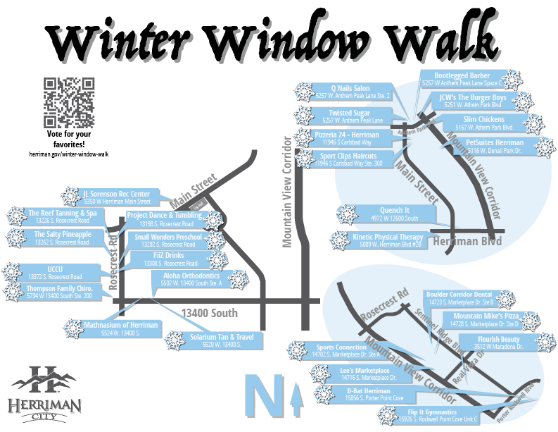 Map of participating businesses for the winter window walk