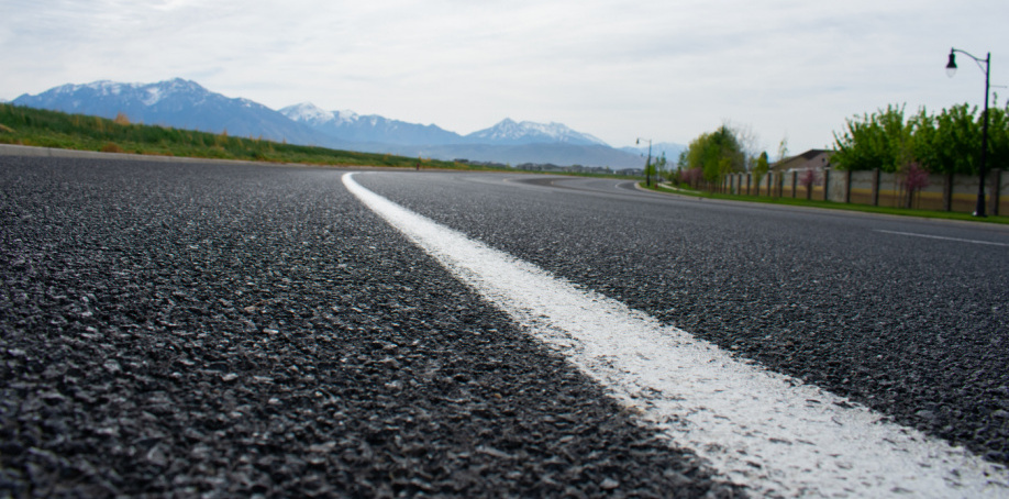 A closeup of the pavement on 12600 South/Herriman Highway in May 2020